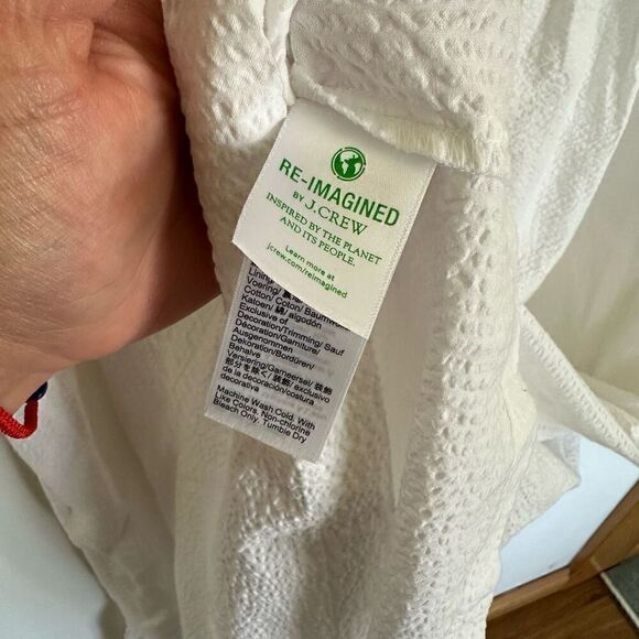 J. Crew Factory Women’s White Seersucker Tie Front Midi Dress - Picture 11 of 13